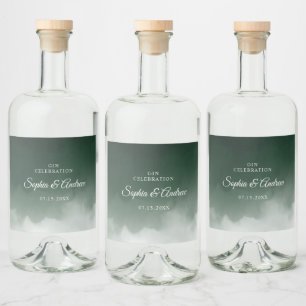 Étiquette de bouteille de liquide Mariage vert fon