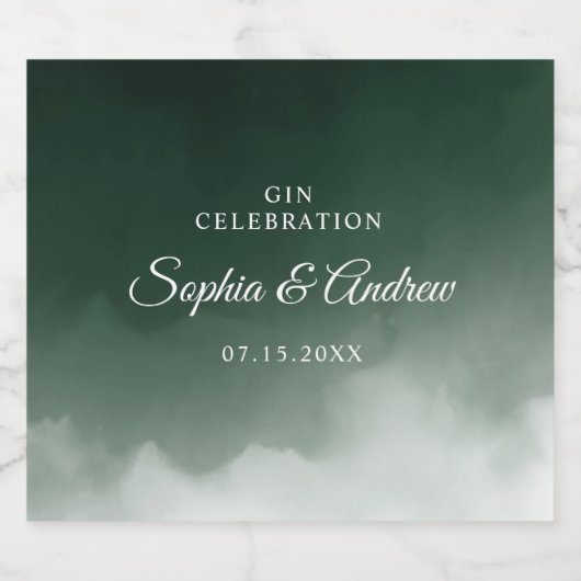 Étiquette de bouteille de liquide Mariage vert fon (Étiquettes simples)