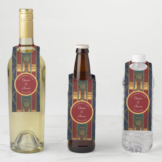 Étiquette de bouteille de mariage africaine person (En situation)