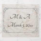 Étiquette de bouteille de Mariage de dentelle brod (Étiquettes simples)