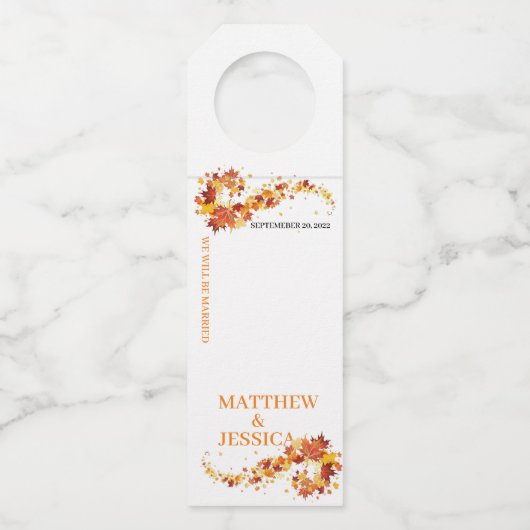 Étiquette de bouteille de mariage de feuillage d'a (Devant)