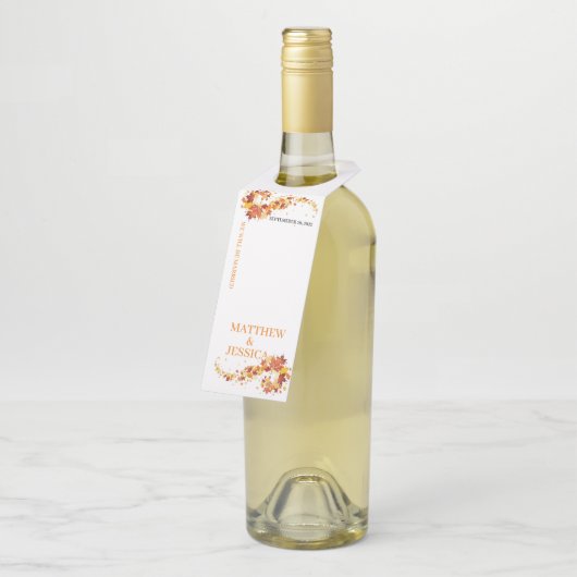 Étiquette de bouteille de mariage de feuillage d'a (Incliné)