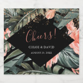 Étiquette de bouteille de Mariage de palme tropica (Étiquettes simples)