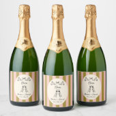Étiquette de bouteille de mariage rayée vert olive (Bouteilles)