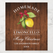 Étiquette de bouteille de Noël en bois Limoncello (Étiquettes simples)