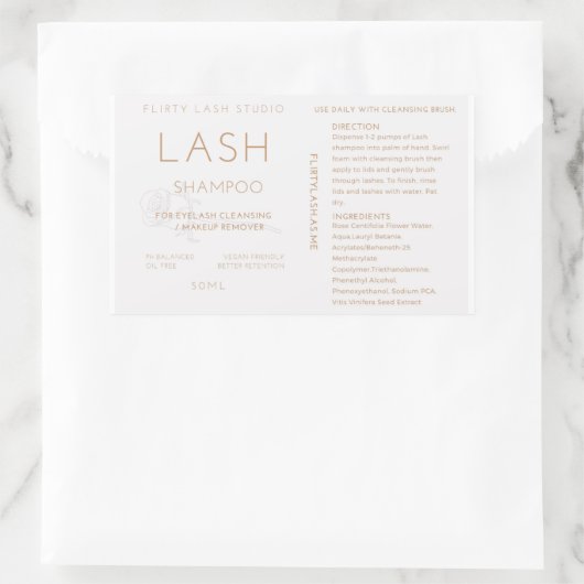 Étiquette de bouteille de shampooing Lash (Sac)