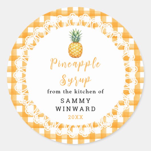 Étiquette de Bouteille de Sirop d'Ananas Maison (Devant)