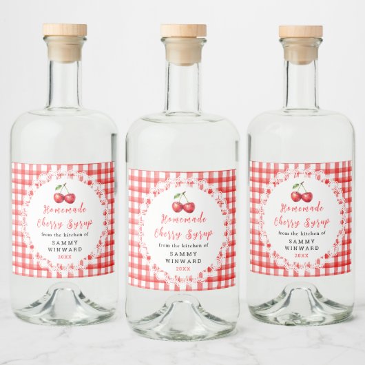 Étiquette de Bouteille de Sirop de Cerise Maison (Bouteilles)