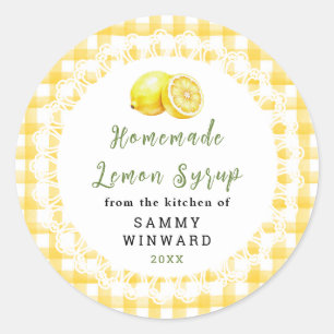 Étiquette de Bouteille de Sirop de Citron Maison