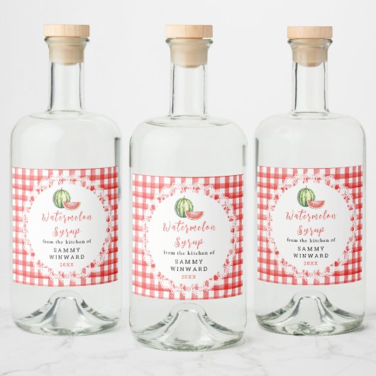 Étiquette de Bouteille de Sirop de Pastèque Maison (Bouteilles)