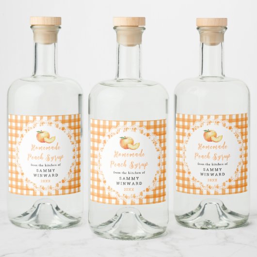 Étiquette de Bouteille de Sirop de Pêche Maison (Bouteilles)