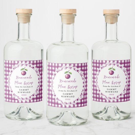 Étiquette de Bouteille de Sirop de Prune Maison (Bouteilles)