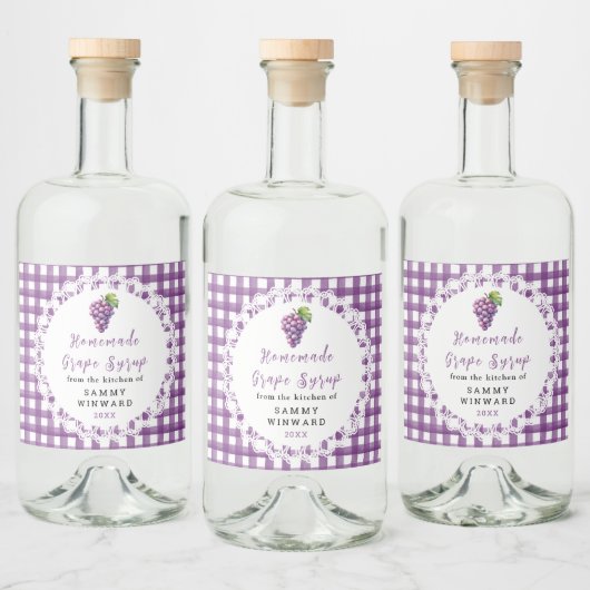 Étiquette de Bouteille de Sirop de Raisin Maison (Bouteilles)