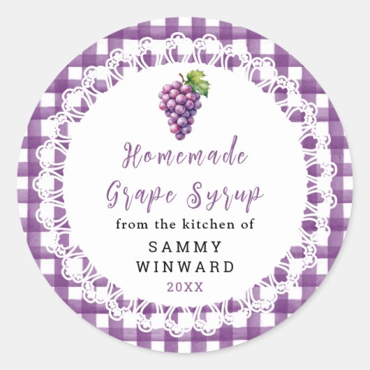 Étiquette de Bouteille de Sirop de Raisin Maison (Devant)