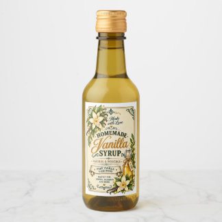 Étiquette de bouteille de sirop de vanille fait ma