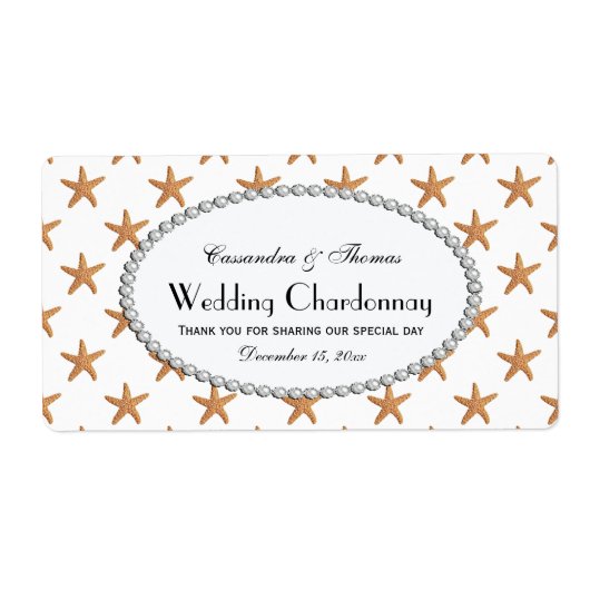 Étiquette de bouteille de vin Beach Sugar Starfish (Devant)