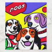 Étiquette de bouteille de vin, chiens, étanche (Étiquettes simples)