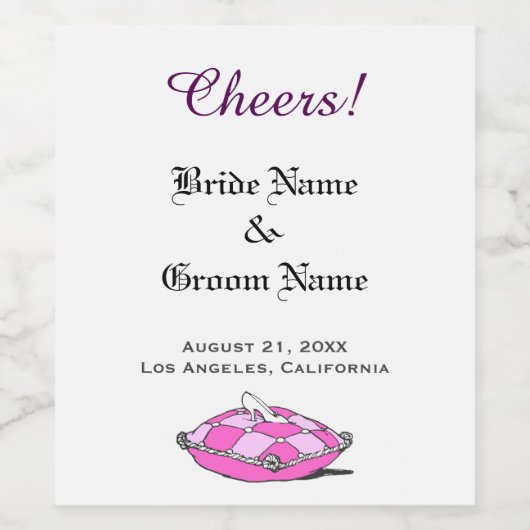 Étiquette de bouteille de vin Coussin Rose Cendril (Étiquettes simples)