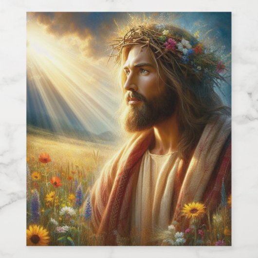 Étiquette de bouteille de vin de Jésus ! (Étiquettes simples)