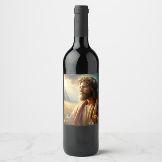 Étiquette de bouteille de vin de Jésus ! (Devant)