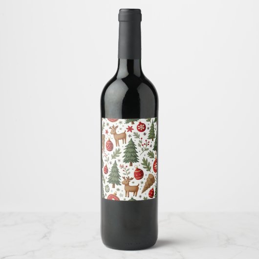 Étiquette de bouteille de vin de Noël (Devant)