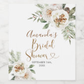 Étiquette de bouteille de vin de Noël florale blan (Étiquettes simples)