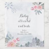 Étiquette de bouteille de vin de Noël rose d'hiver (Étiquettes simples)