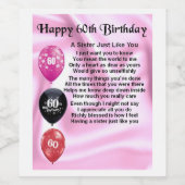 Étiquette de bouteille de vin de poème soeur - 60e (Étiquettes simples)