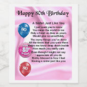 Étiquette de bouteille de vin de poème soeur - 80e (Étiquettes simples)