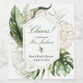 Étiquette de bouteille de vin floral vert tropical (Étiquettes simples)