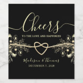 Étiquette de bouteille de vin Mariage d'or noir (Étiquettes simples)