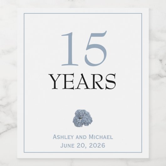 Étiquette de bouteille de vin Mariage Hydrangea (Étiquettes simples)