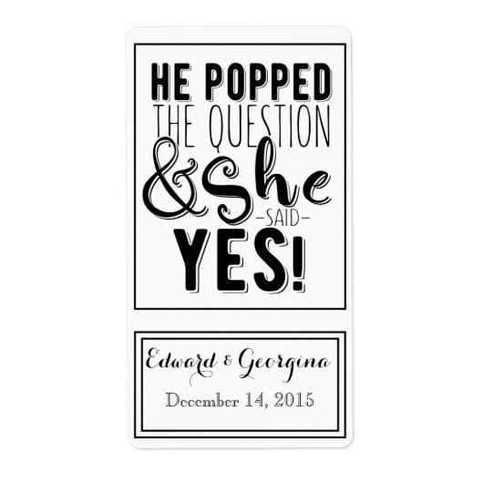 étiquette de bouteille de vin mariage il a posé la (Devant)