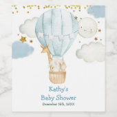 Étiquette de bouteille de vin Montgolfière Bleue (Étiquettes simples)