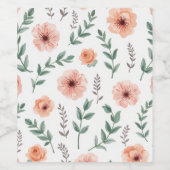 Étiquette de bouteille de vin motif à fleurs (Étiquettes simples)