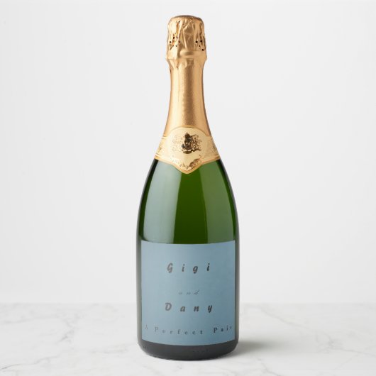 Étiquette de bouteille de vin mousseux bleu doux (Devant)