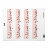 Étiquette de bouteille de vin rosé blush bienvenue (Feuille entière)