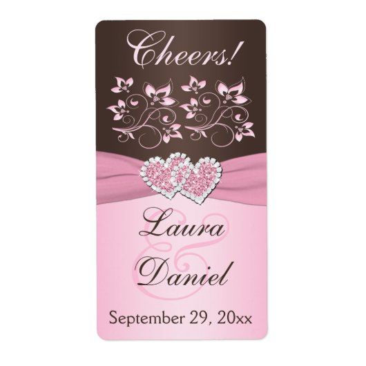 Étiquette de bouteille de vin rose Brown (Devant)