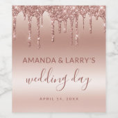 Étiquette de bouteille de vin rose doré qui coule (Étiquettes simples)