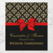 Étiquette de bouteille de vin rouge damassé noir o (Étiquettes simples)