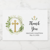 Étiquette de bouteille de vin verdoyante Cross Min (Étiquettes simples)