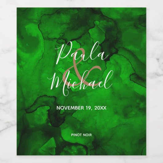 Étiquette de bouteille de vin vert à noir (Étiquettes simples)