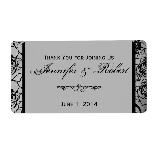 Étiquette de bouteille d'eau à cadre gothique Rose (Devant)