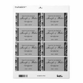 Étiquette de bouteille d'eau à cadre gothique Rose (Feuille entière)