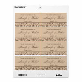 Étiquette de bouteille d'eau à crèmes de chocolat (Feuille entière)