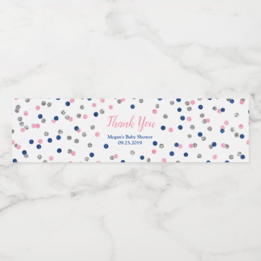 Étiquette de bouteille d'eau Baby shower rose bleu (Étiquettes simples)