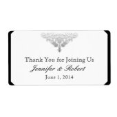 Étiquette de bouteille d'eau blanc noir et argent (Devant)