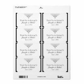 Étiquette de bouteille d'eau blanc noir et argent  (Feuille entière)