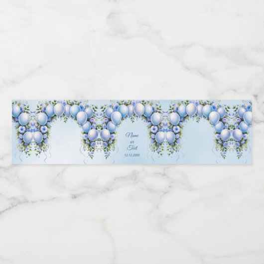 Étiquette de bouteille d'eau Blue Balloons (Étiquettes simples)