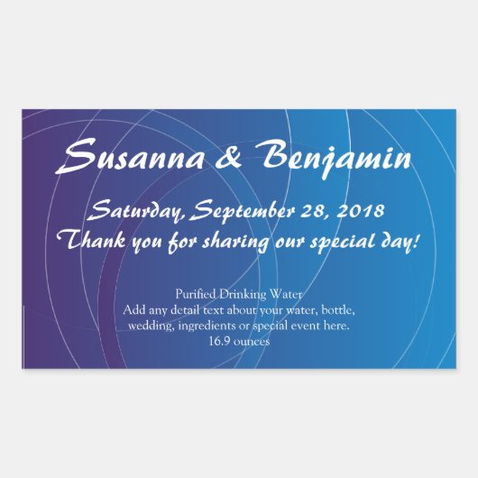 Étiquette de bouteille d'eau Blue Swirls personnal (Devant)